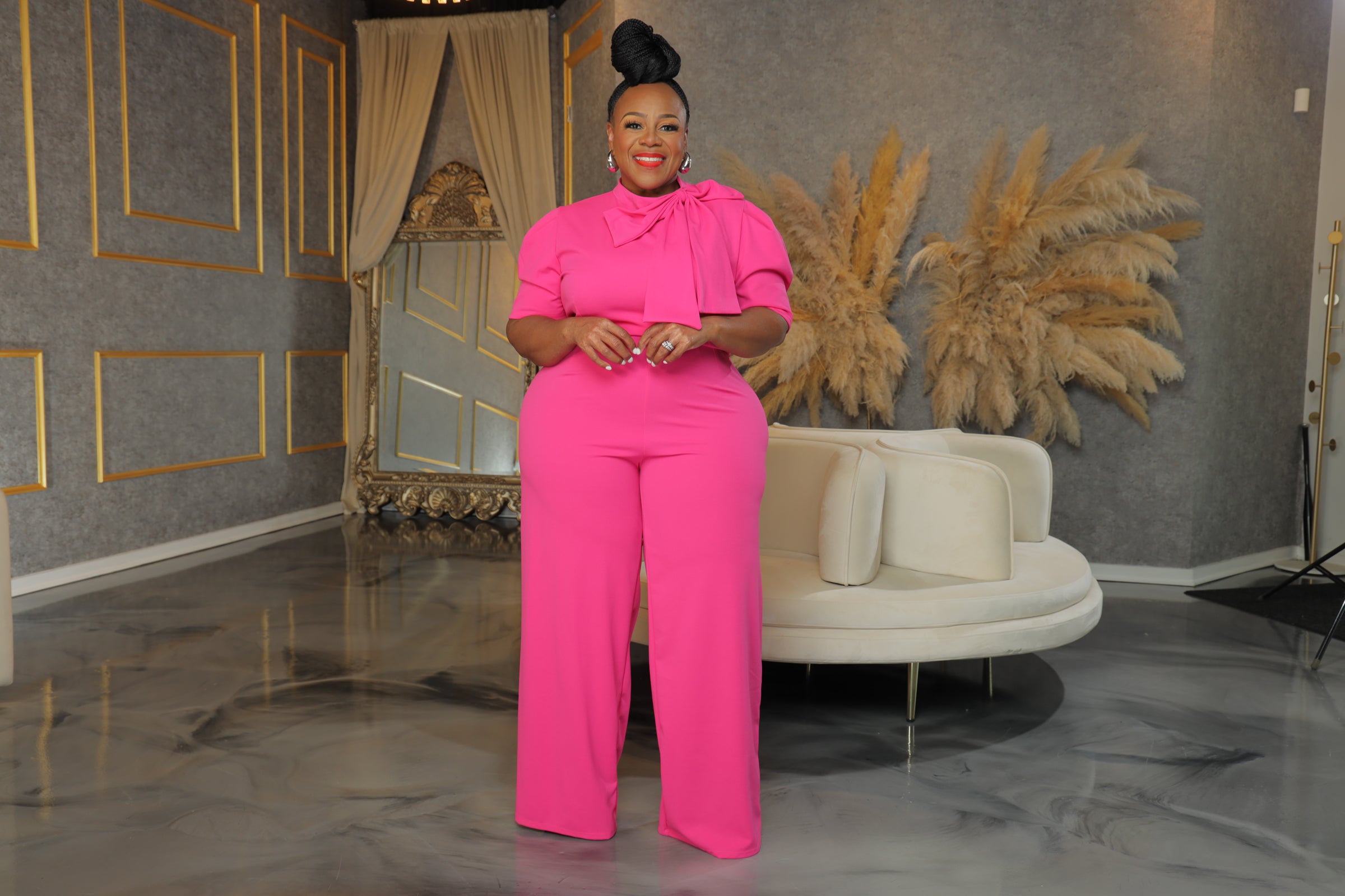 Pink Destinee Bow Jumpsuit