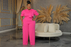 Pink Destinee Bow Jumpsuit