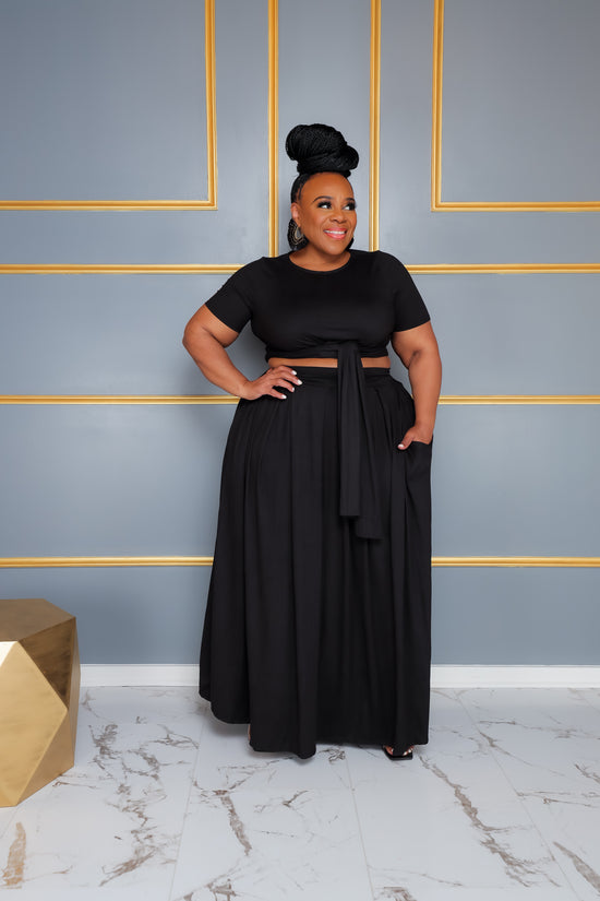 Black Perfectly Tied Skirt Set