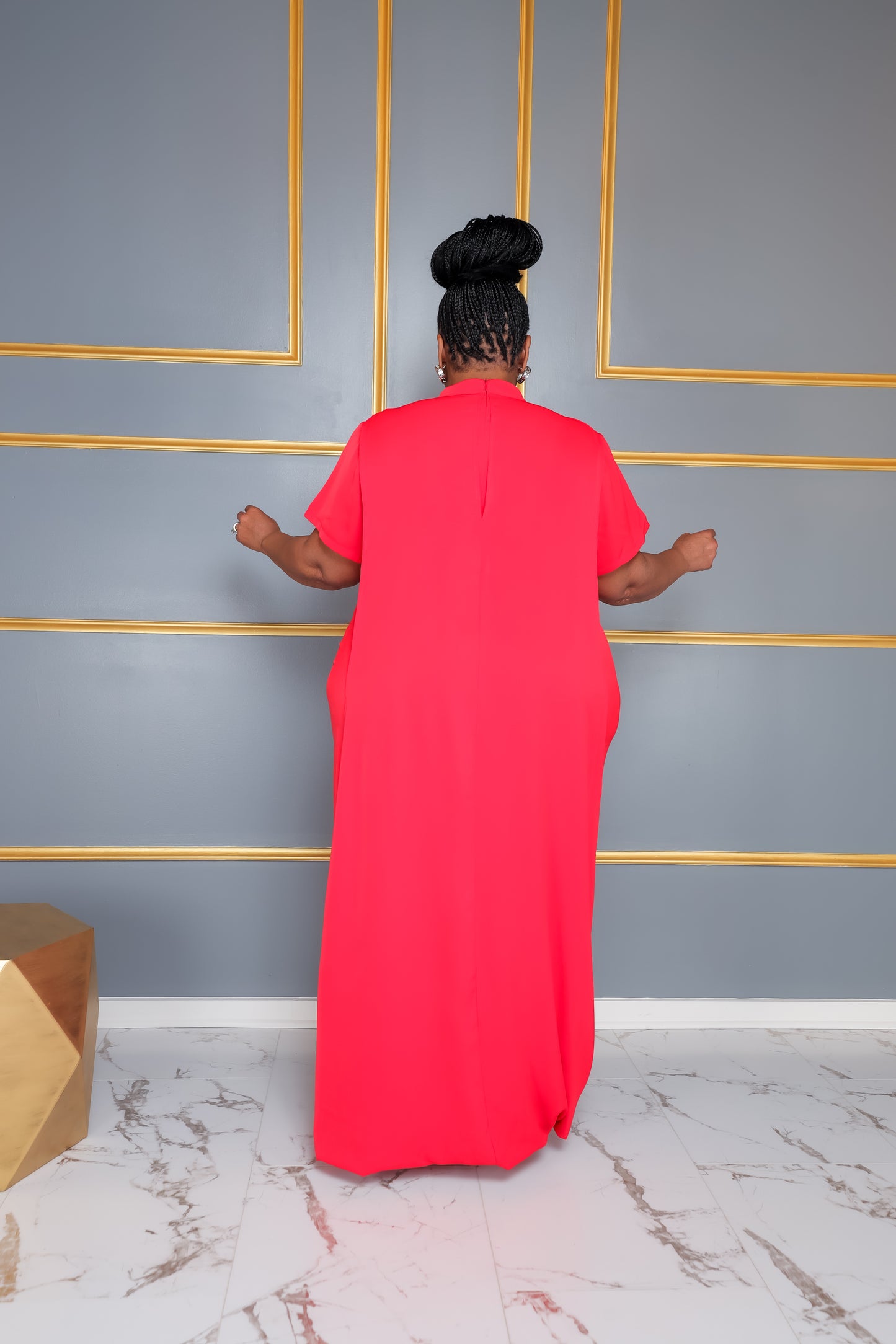 Dark Orange Mock Neck Dress