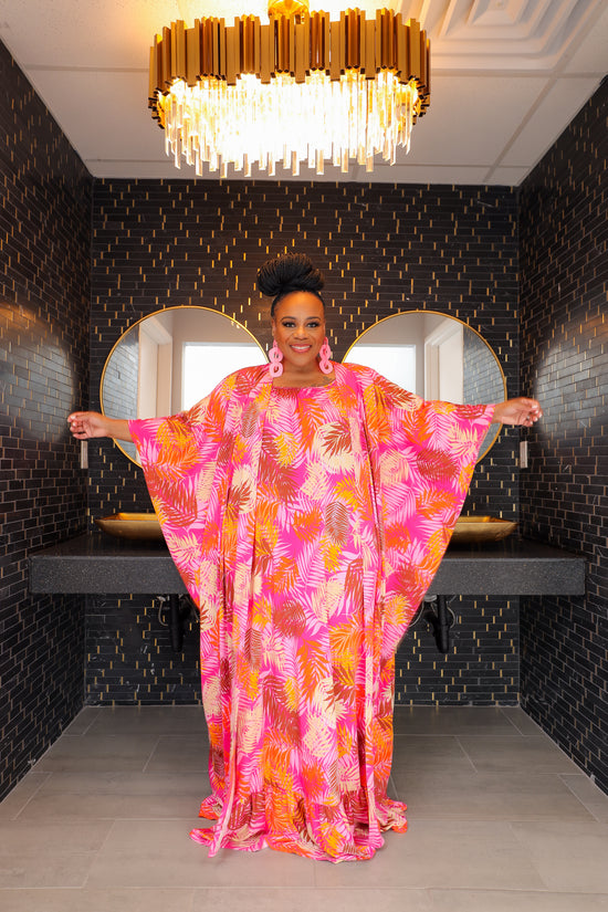 Pink Palm City Duster Set