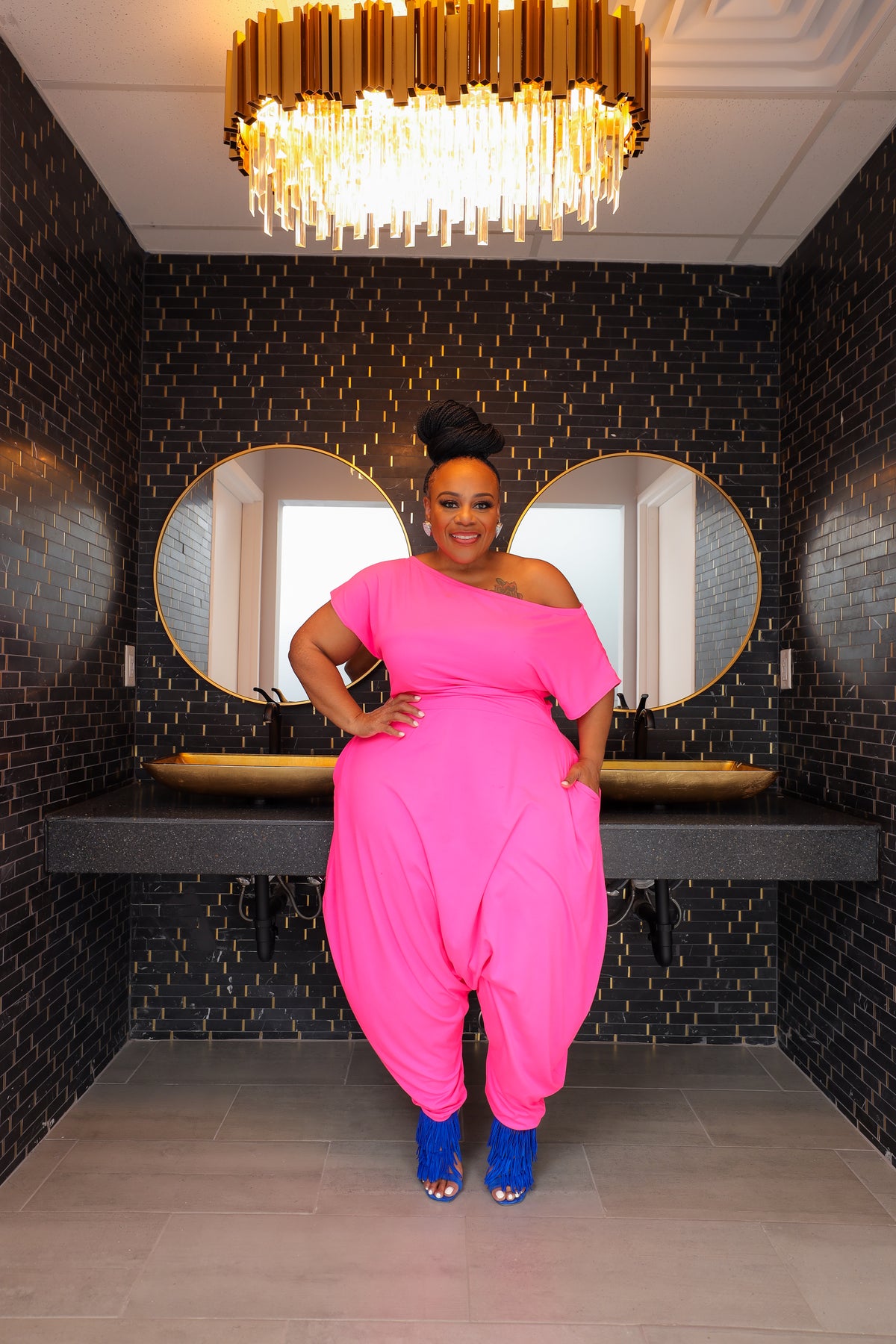 Neon Pink M C Hammer Jumpsuit