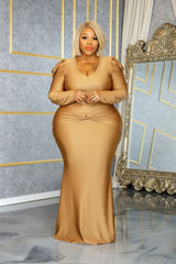 Gold Twisted By Waist Gown