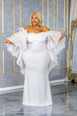 White Whitney Chiffon Draped Gown