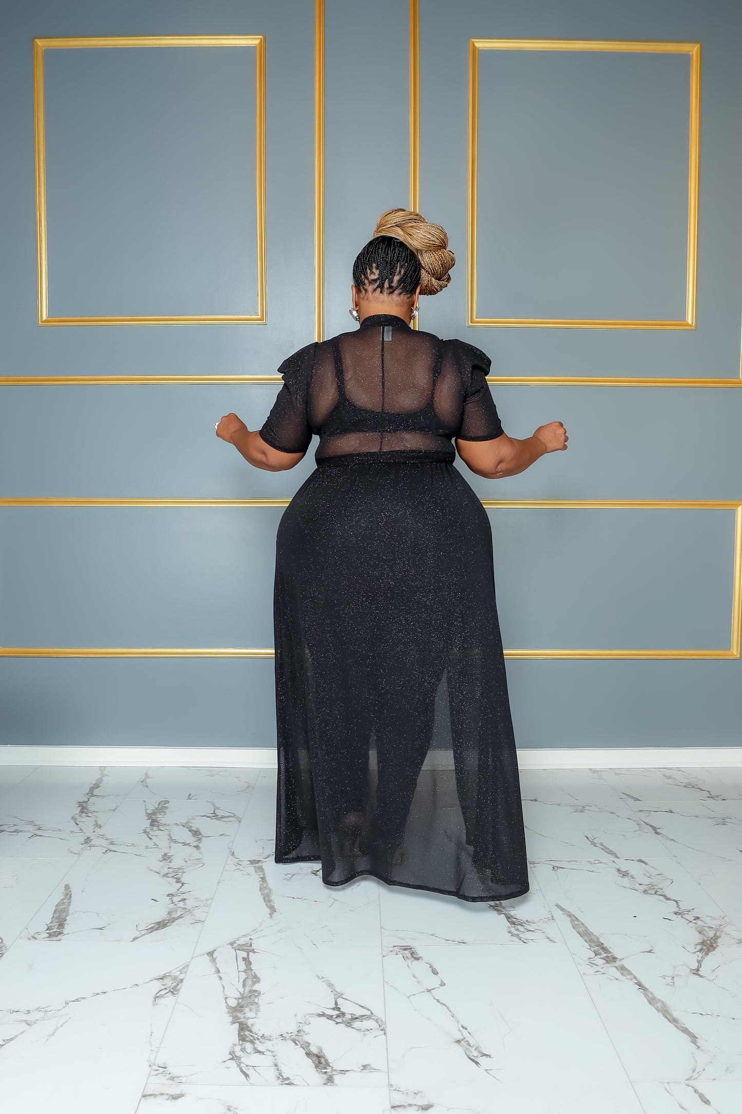 Black Shimmer Maxi Top