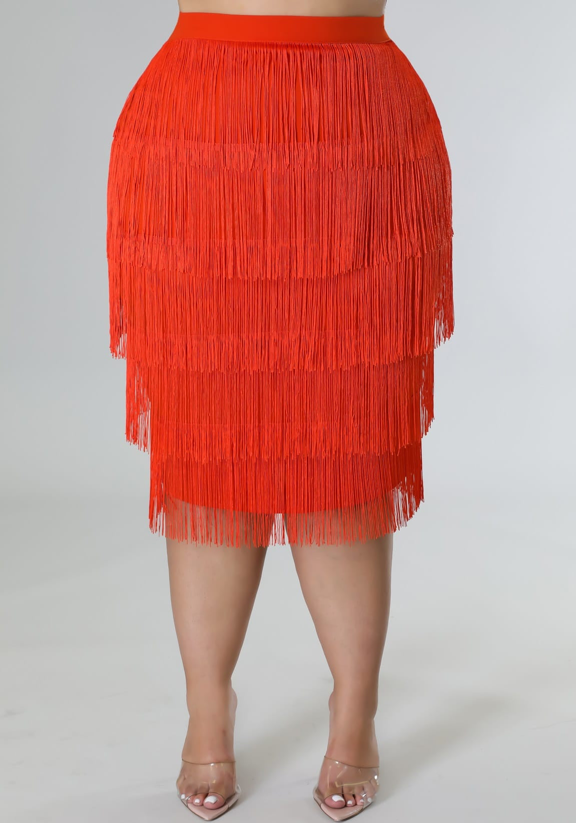 Orange Midi Tassel Skirt