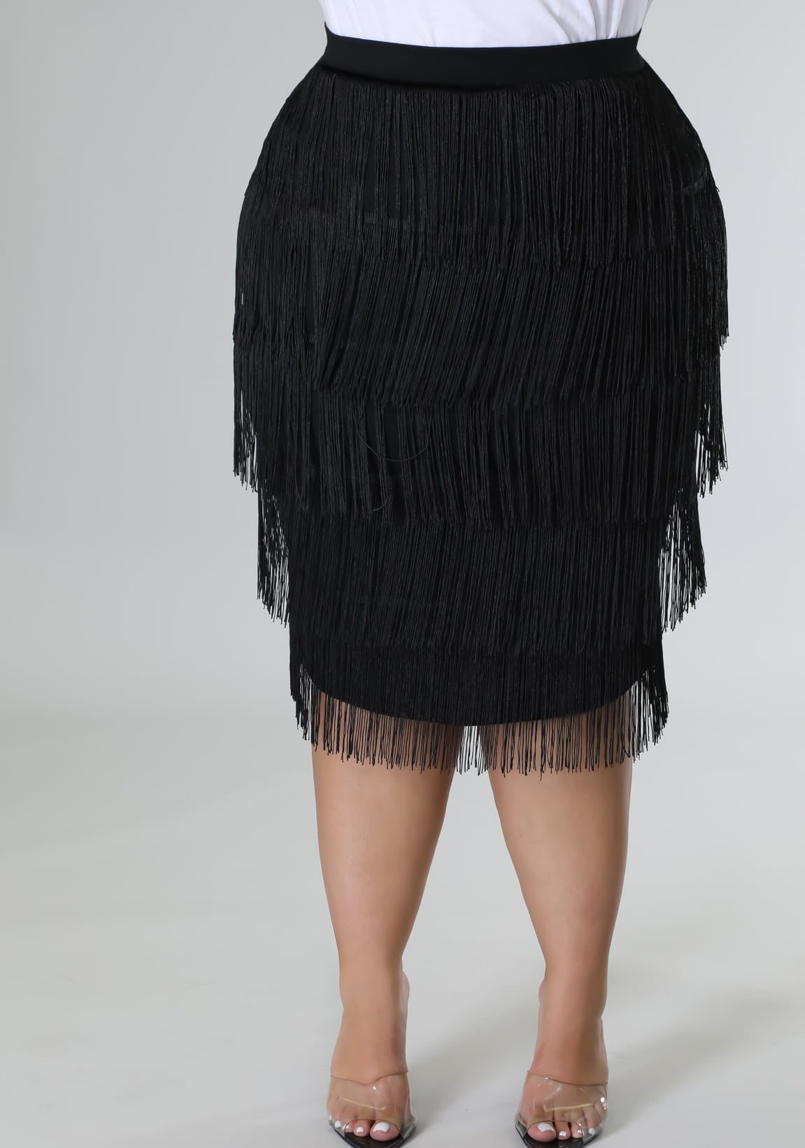 Black Midi Tassel Skirt