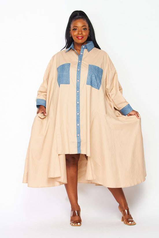 Tan Outta Denim Pocket Dress