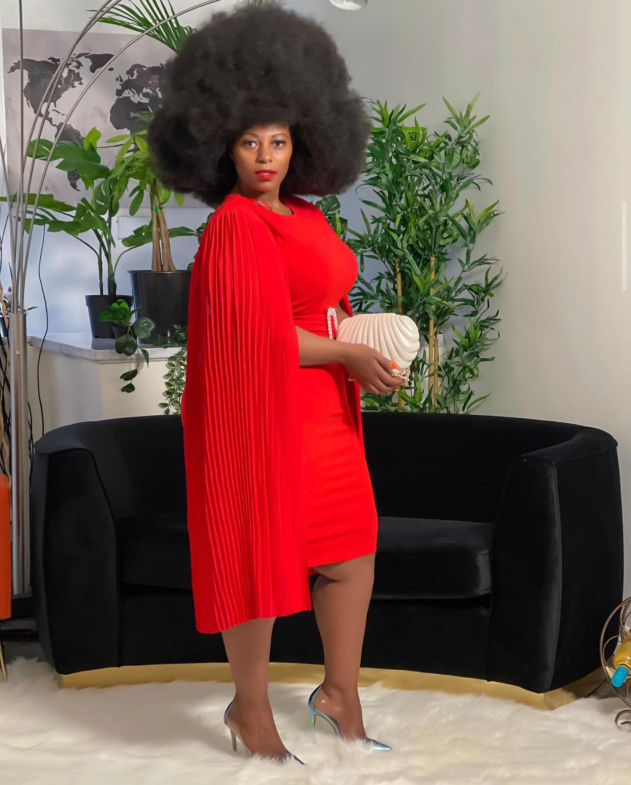 Red Cape Sleeves Dress