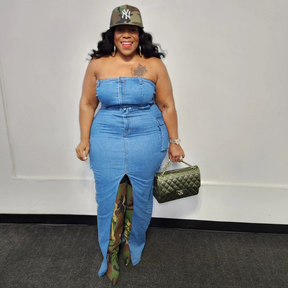 Dallas Denim Maxi Dress – Curvaceous Boutique