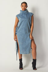 Blue Open Side Denim Vest