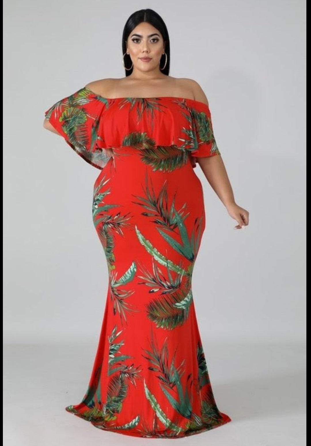 Orange Palm Print Dress