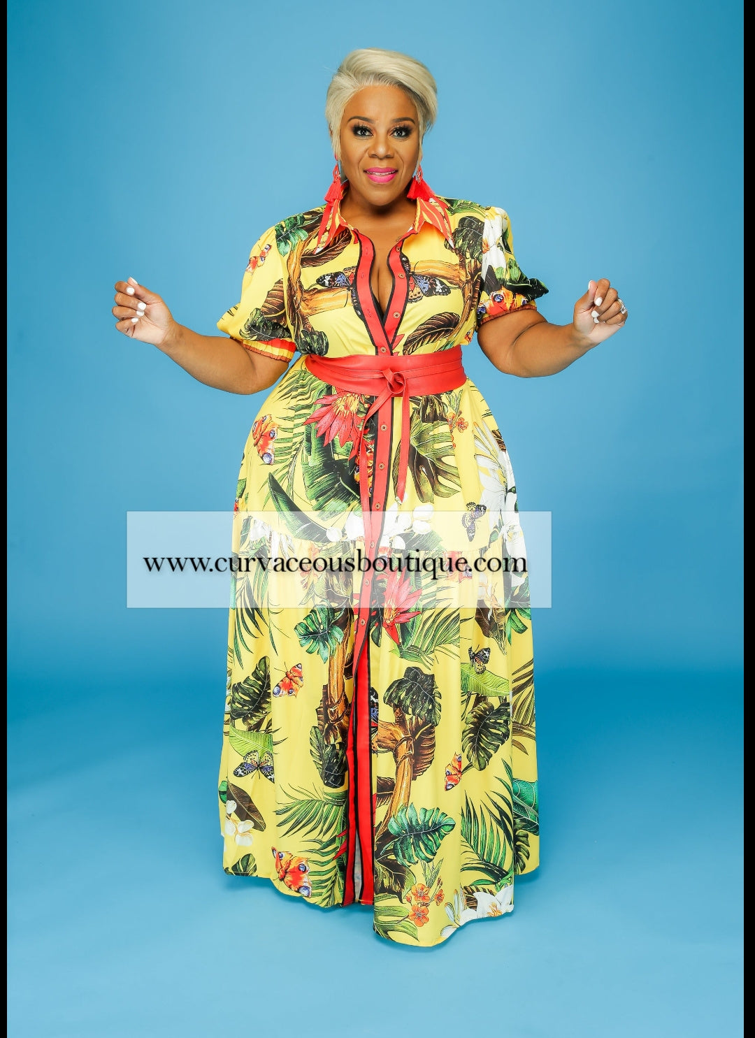 Yellow Palm Leaf Dress