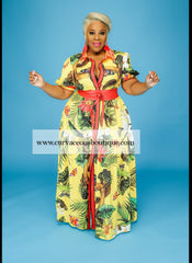 Yellow Palm Leaf Dress
