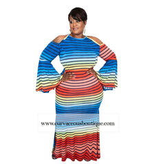 Rainbow Cold Shoulder Dress