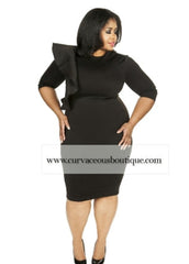 Black Side Ruffle Dress