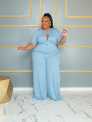 Blue Casual Fit Jumpsuit