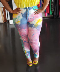 Pink Paint Splatter Jeans