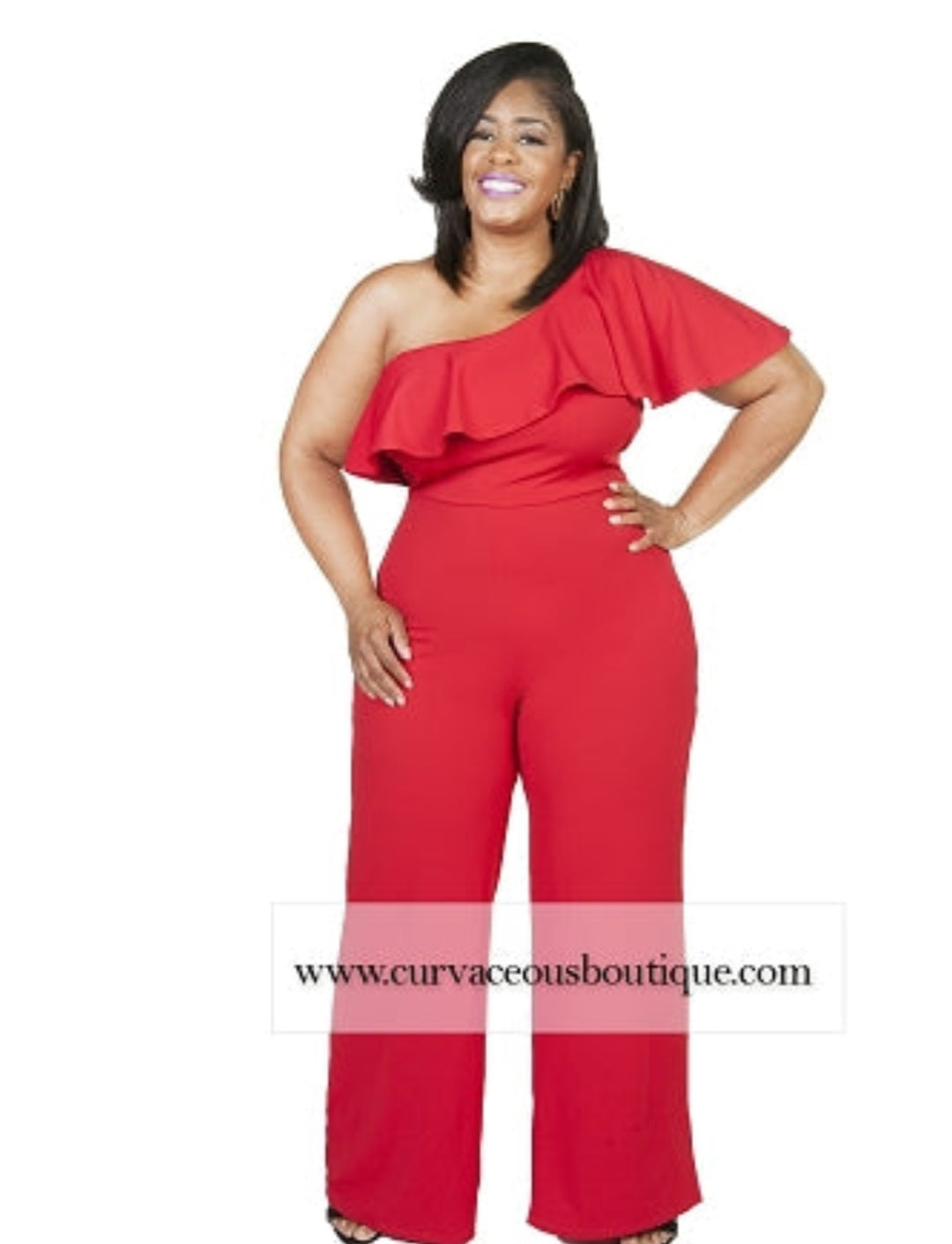 Red One Shoulder Jumpsuit