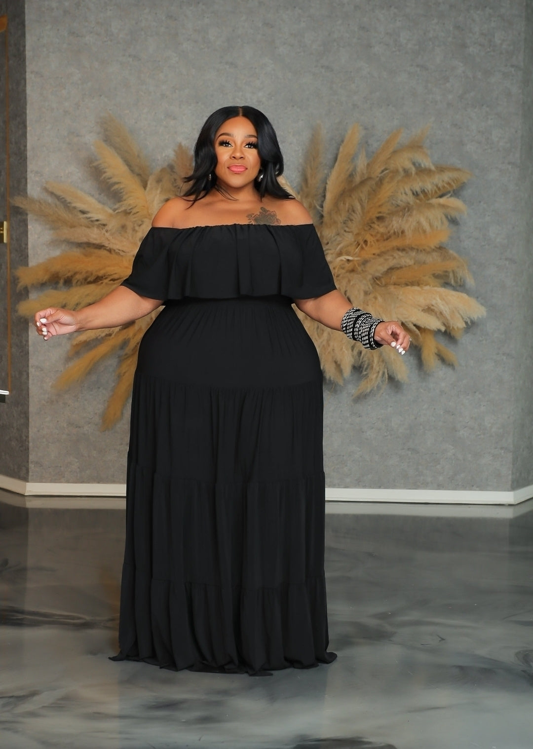 Black Tiered Maxi Dress