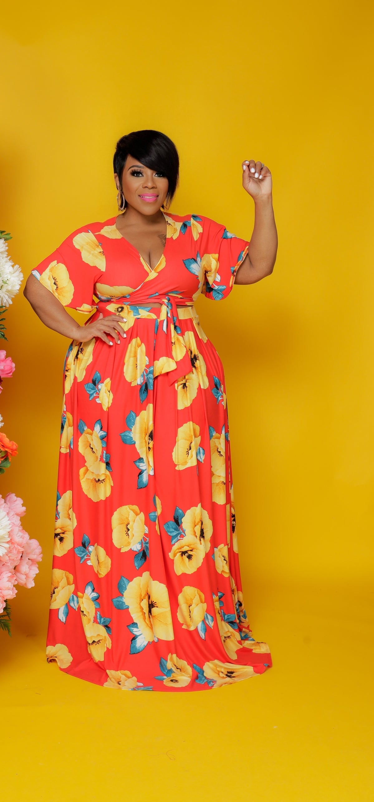 Red Garden Skirt Set