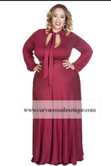 Burgundy Bow Tie Dress