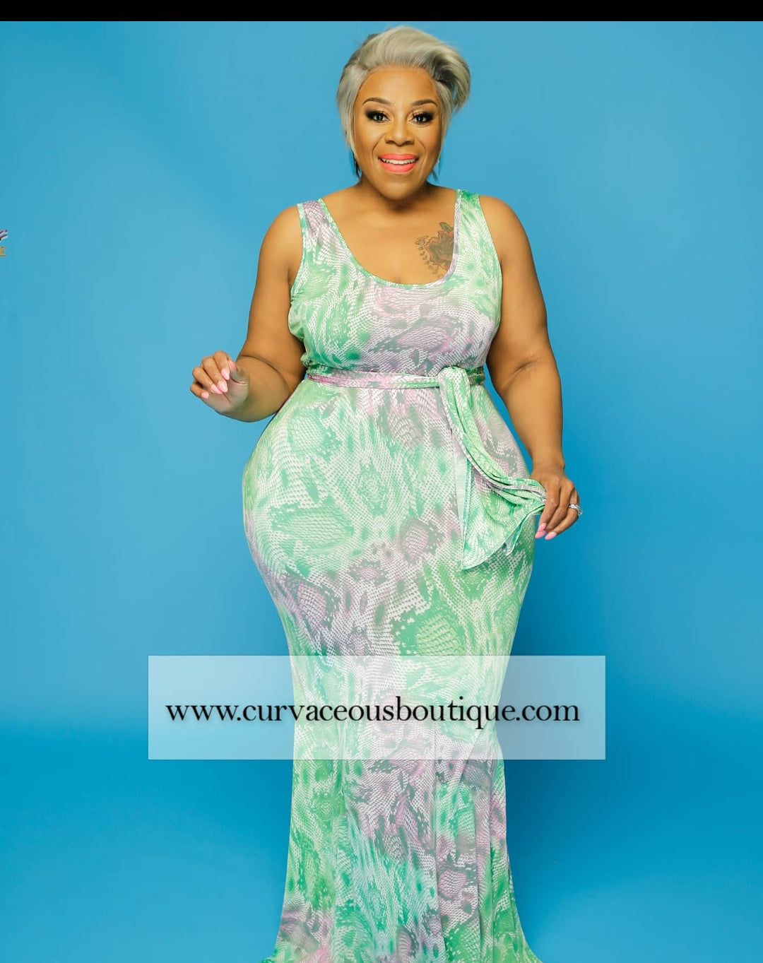 Green Print Tank Dress