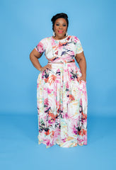 Pink Print Skirt Set