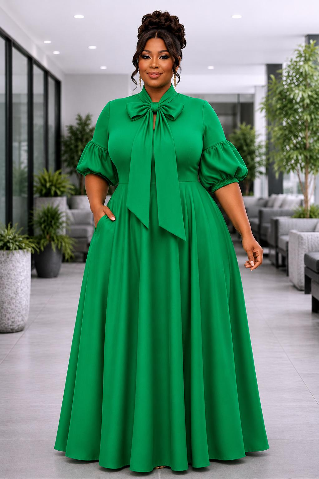 Green Dora Bow Tie Dress