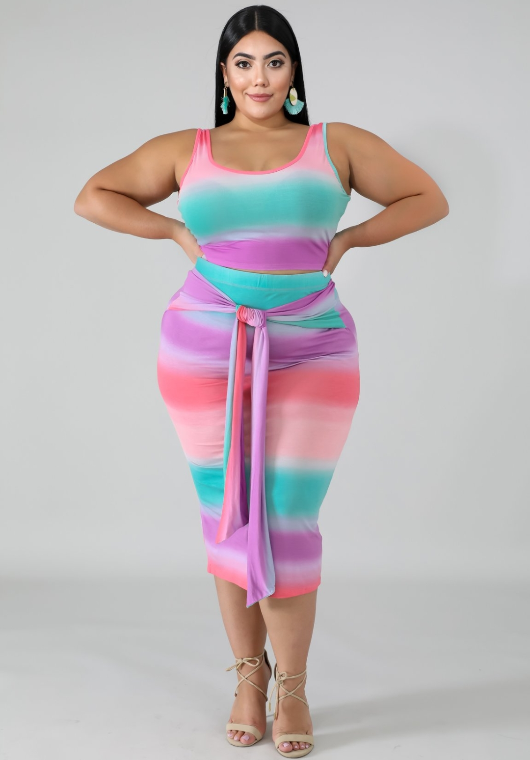 Pink Line Skirt Set