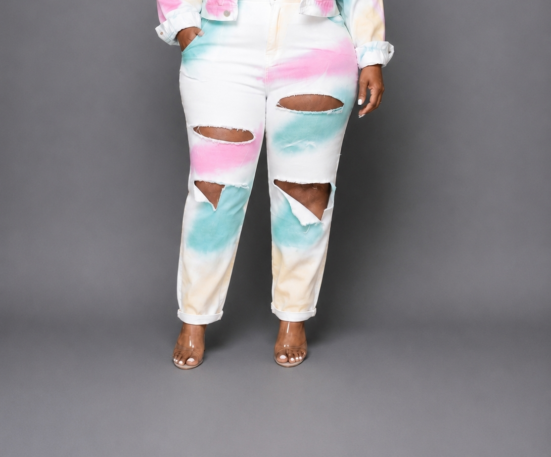 Colorful Paint Distressed Jeans ONLY
