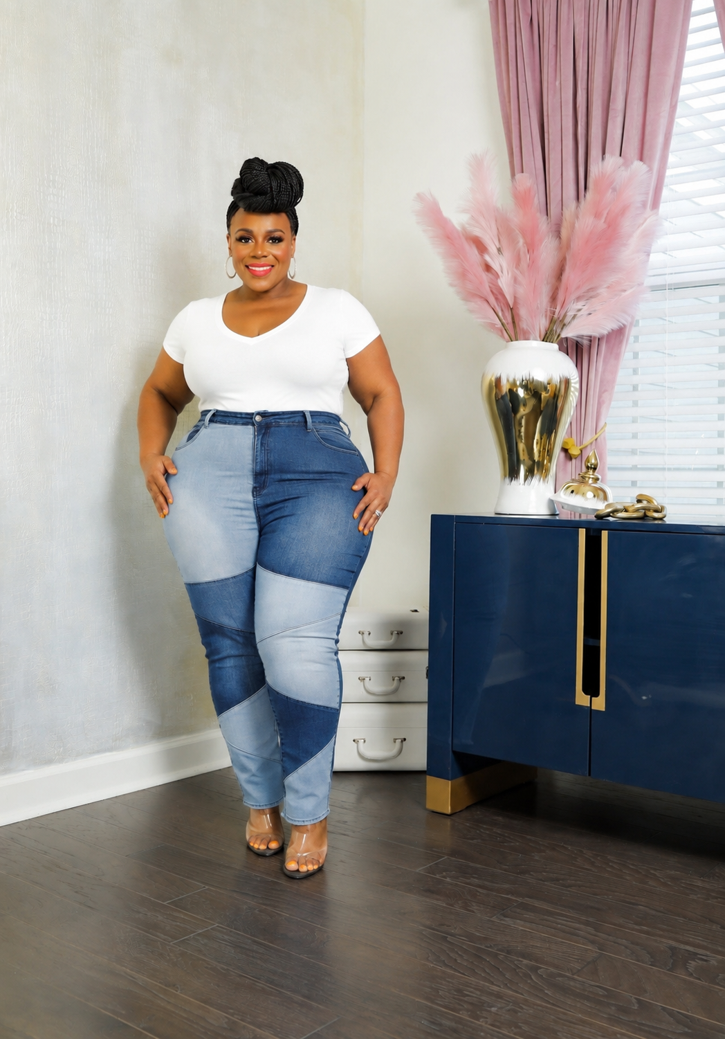 Blue Patchwork Jeans