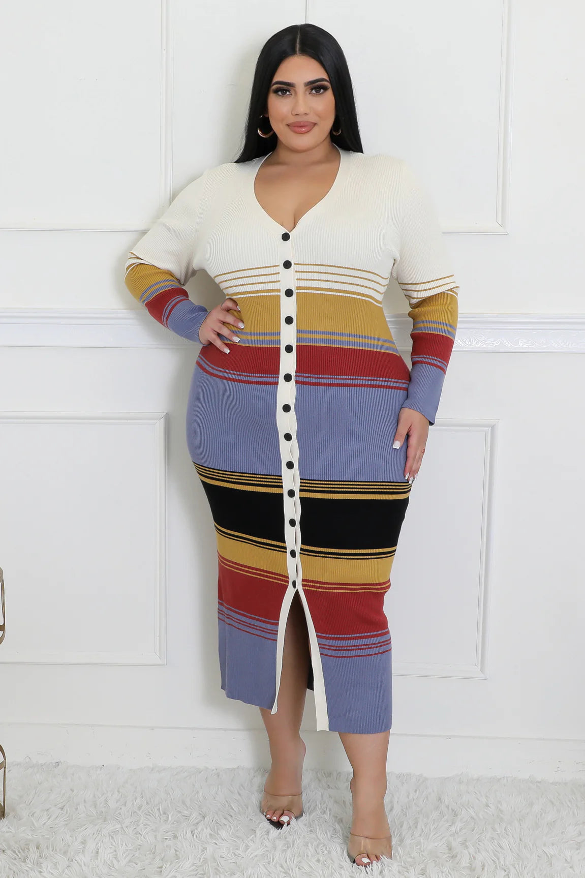 Get To It Striped Cardigan Set