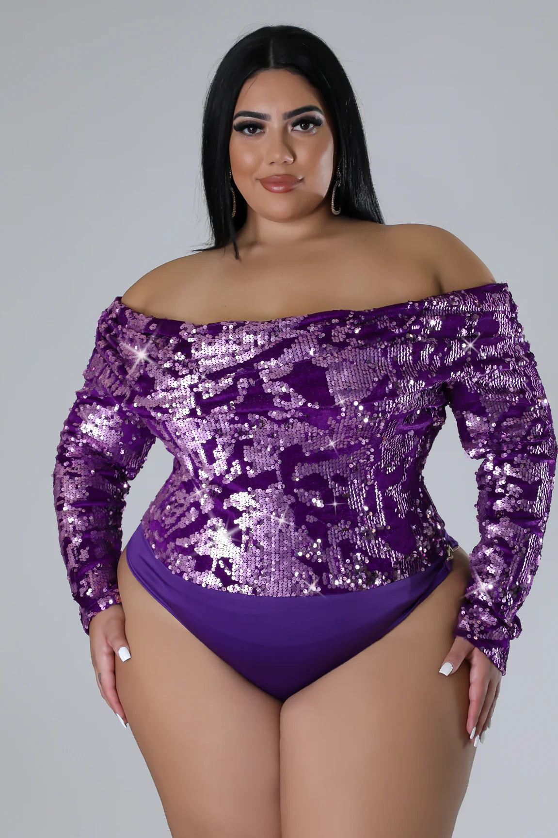 Purple Lady Sequin Skirt Set