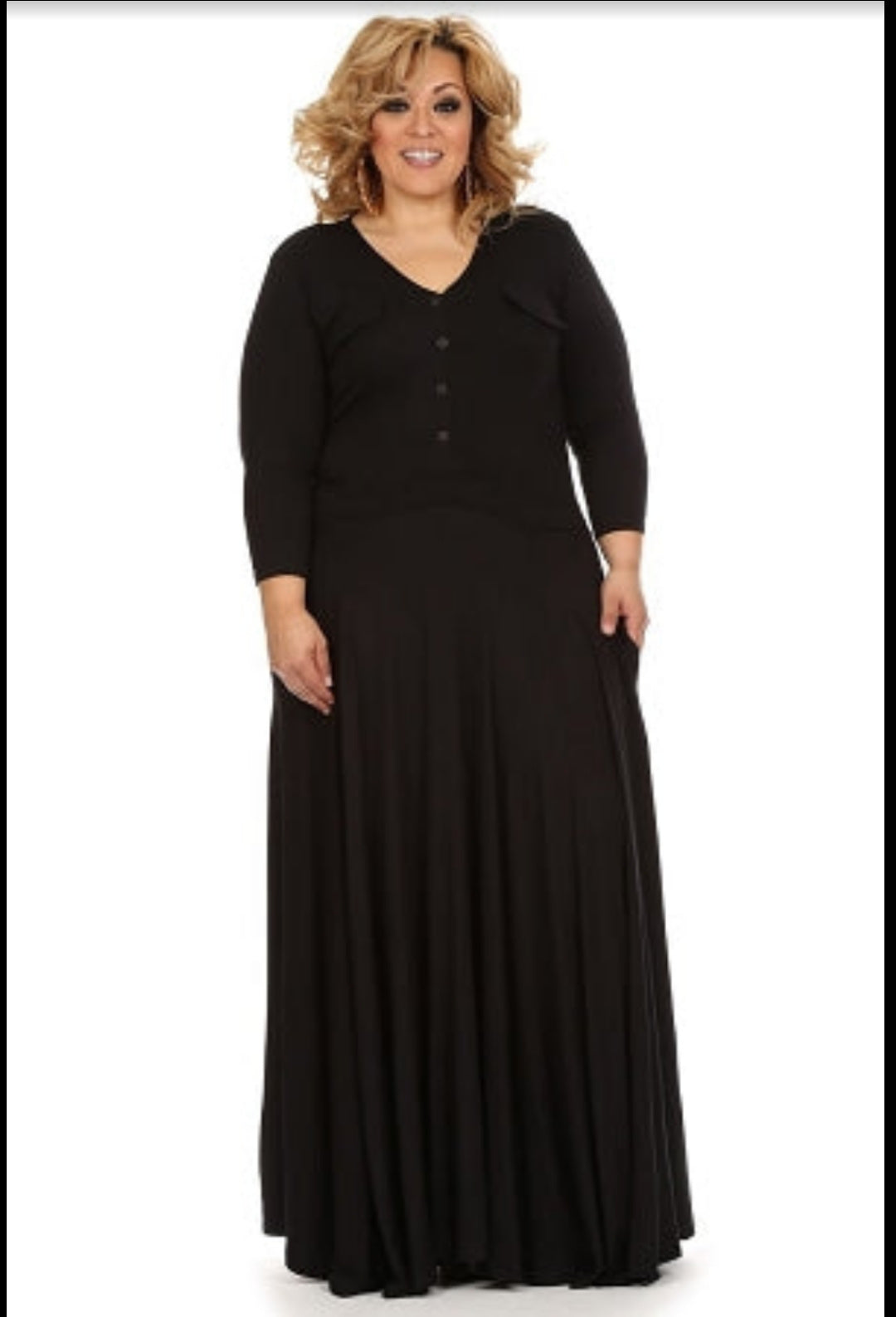 Black Button Maxi Dress
