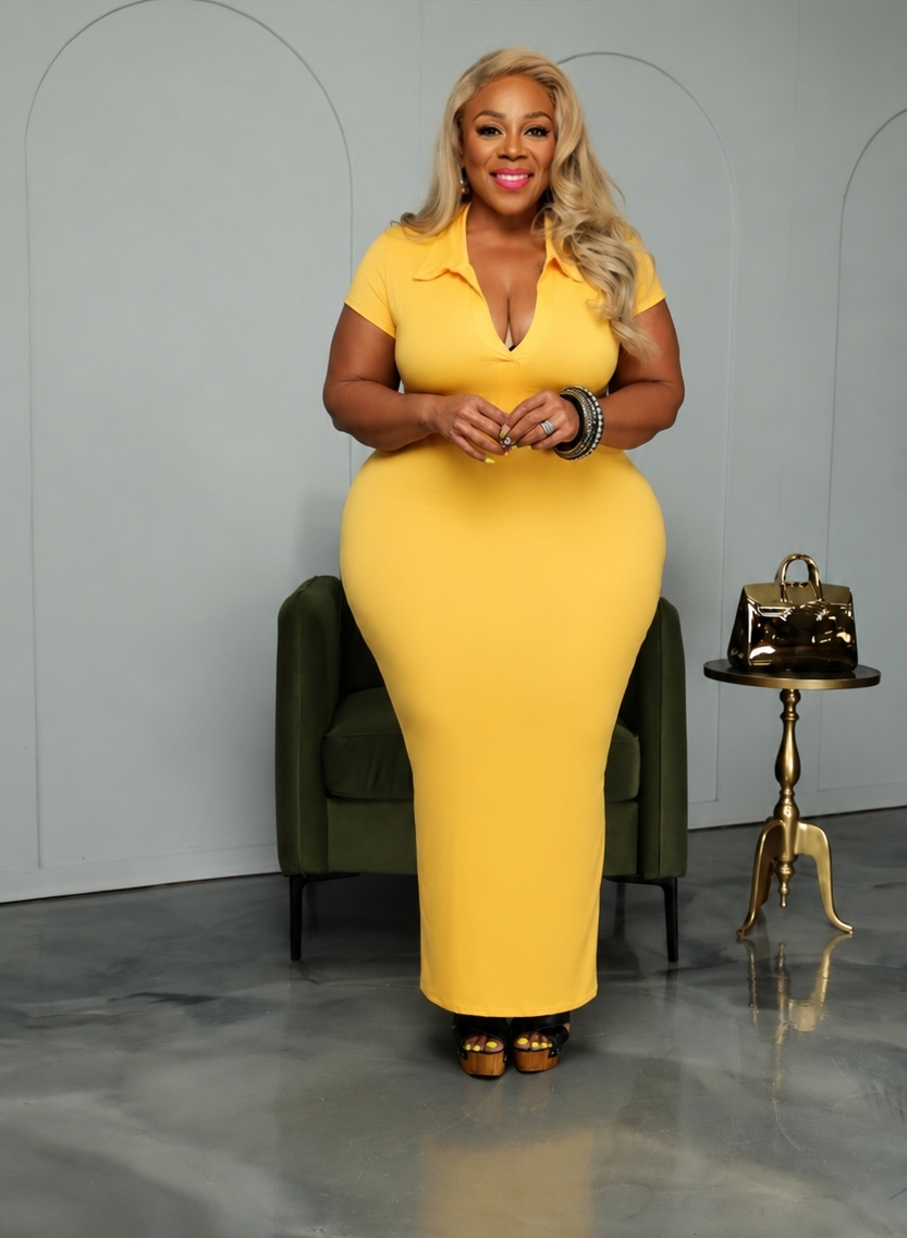 Mustard Charlie Collar Dress