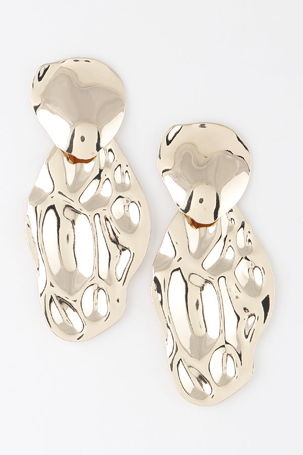 Gold Shiny Abstract Drop Earrings