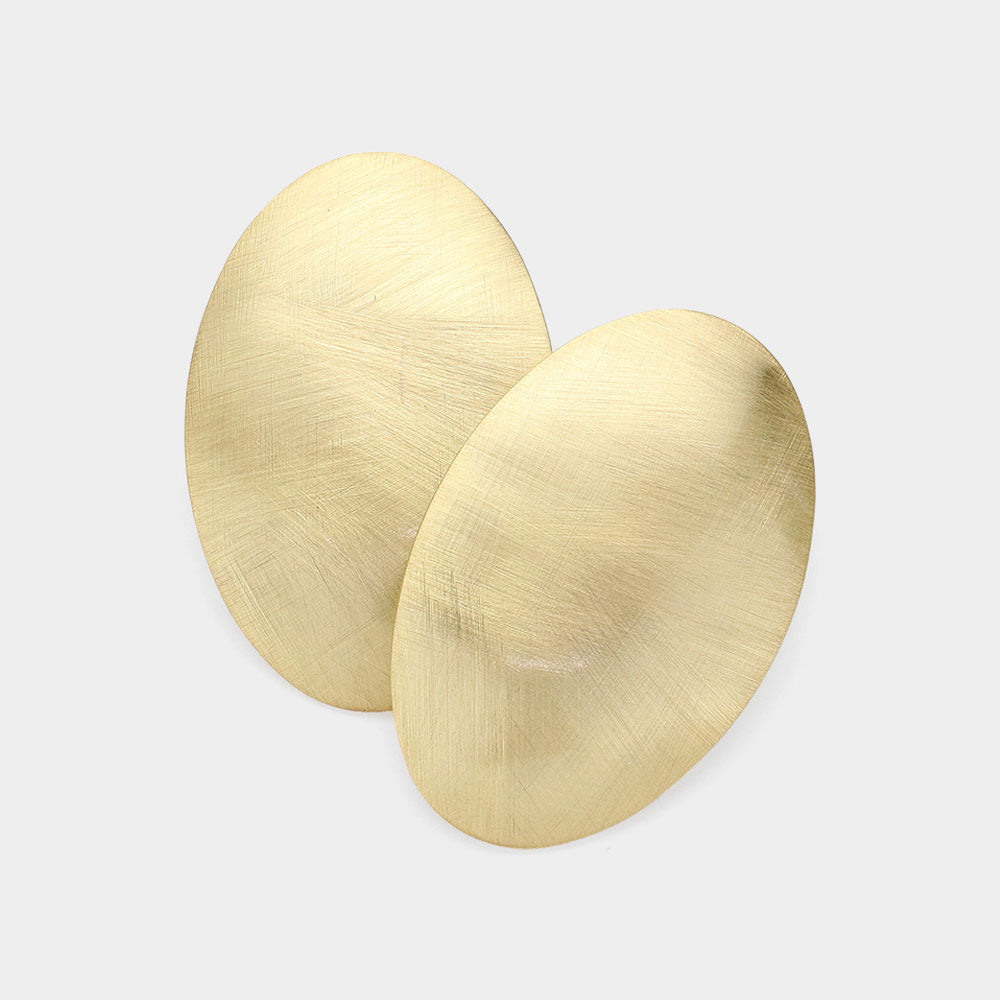 Oval Gold Brushed Earrings