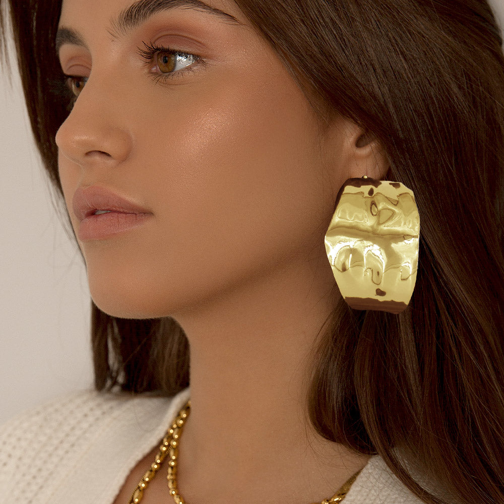 Gold Abstract Metal Earrings
