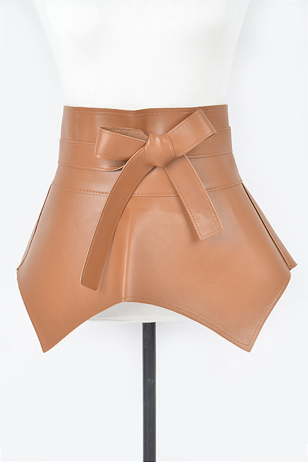 Camel Faux Leather Skirt Belt