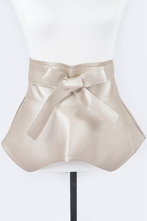 Gold Faux Leather Skirt Belt
