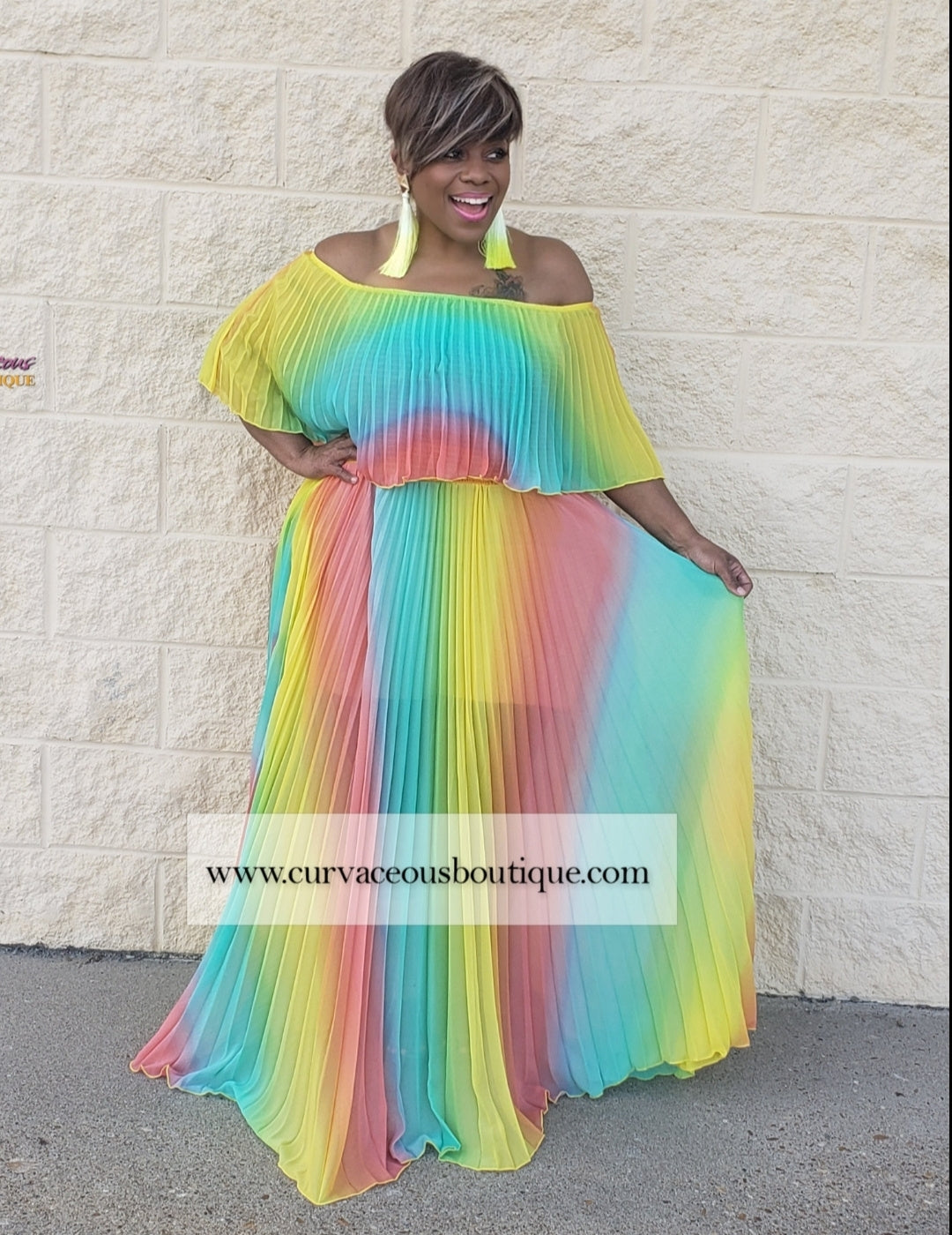 Rainbow Pleats Dress