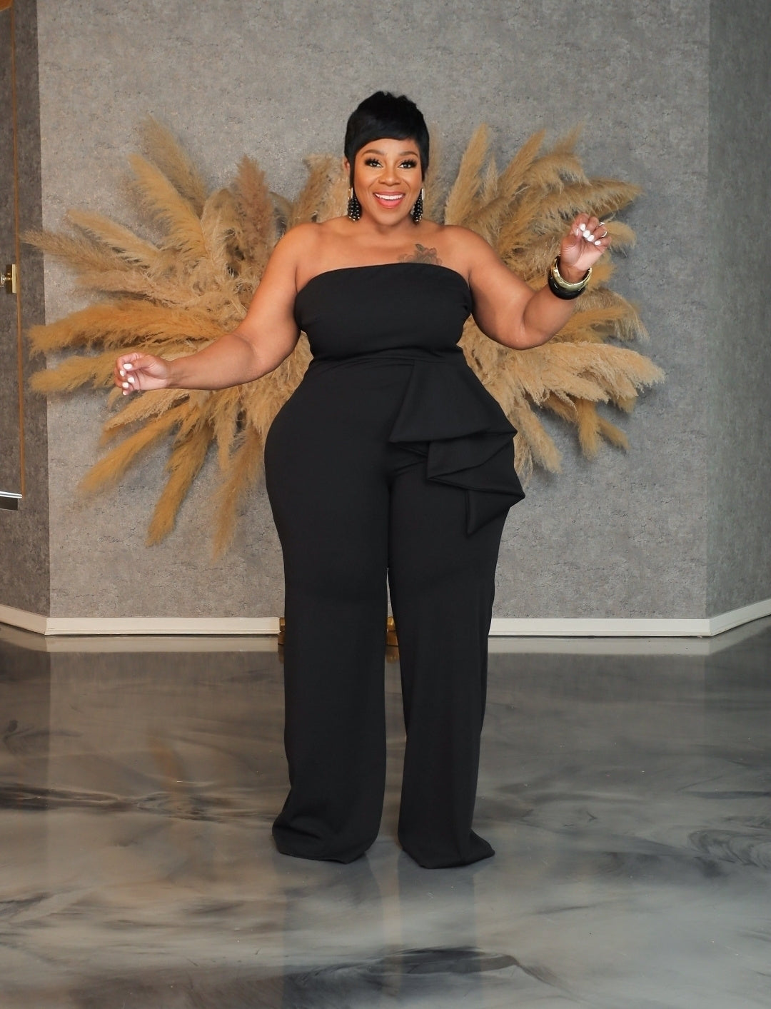 Black Morgan Peplum Jumpsuit