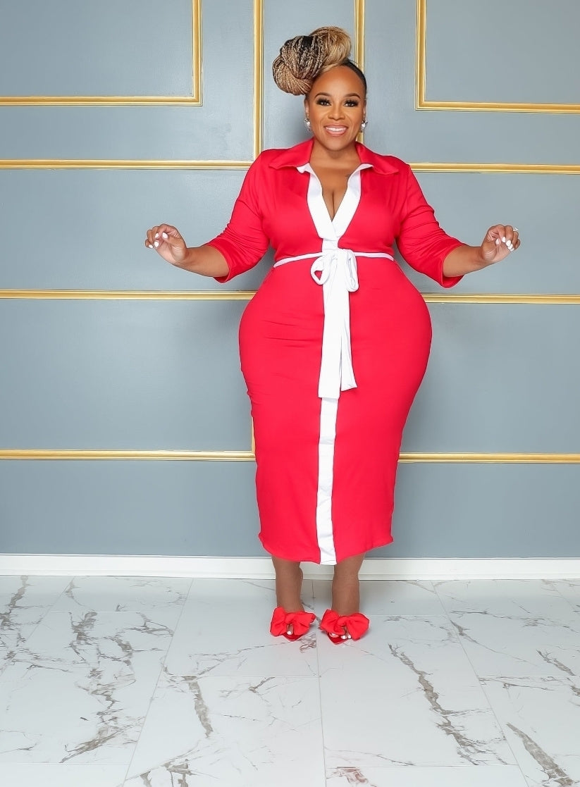 Red Center Line Dress