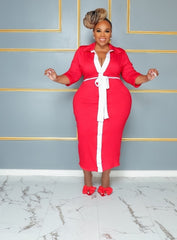 Red Center Line Dress