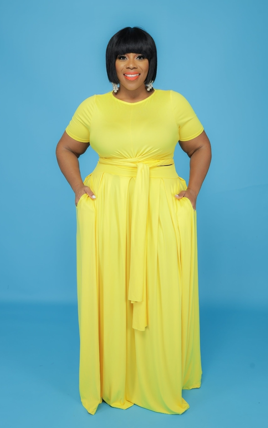 Yellow Tie Skirt Set