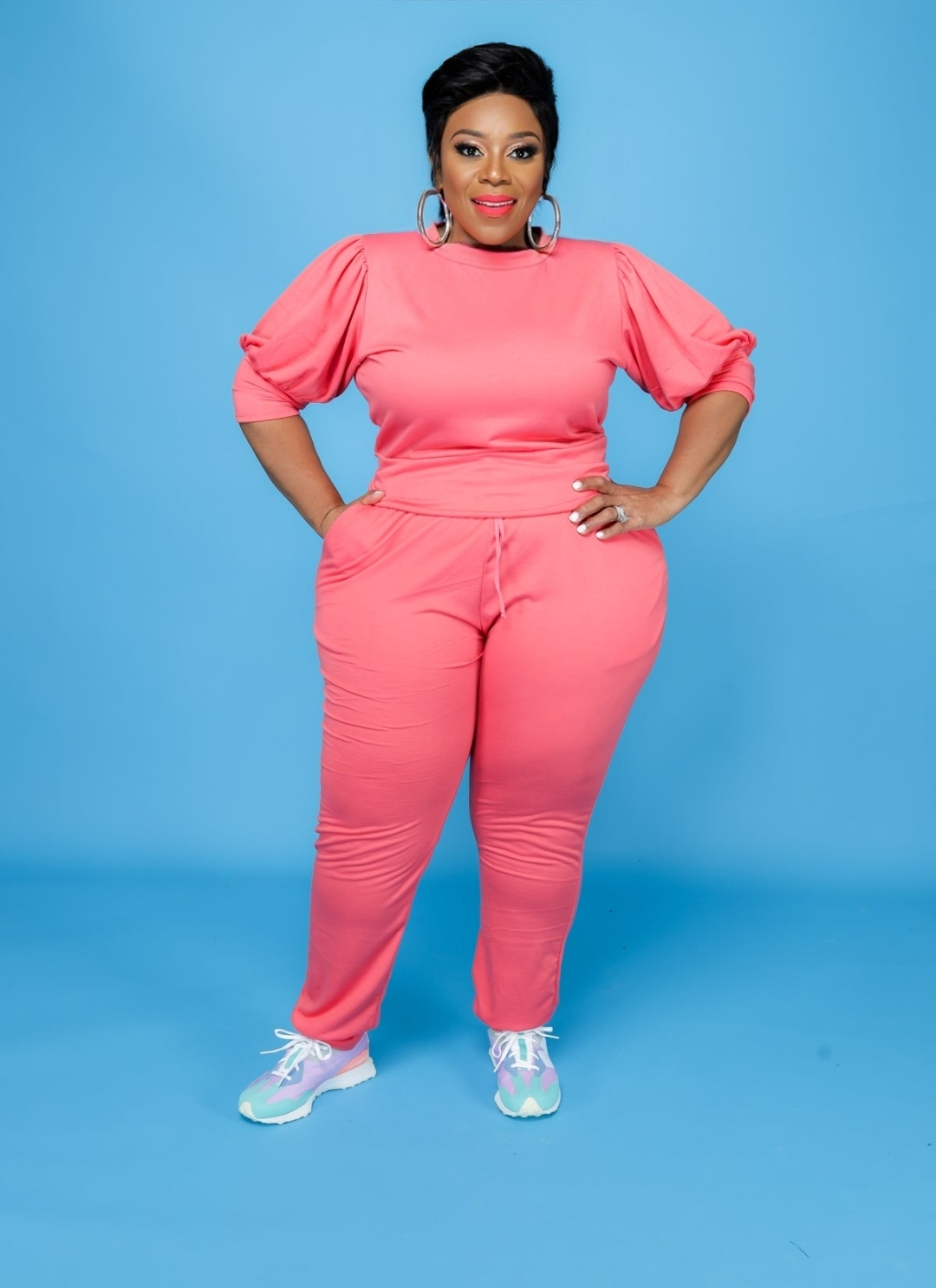 Coral Puff Jogger Set