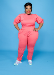 Coral Puff Jogger Set