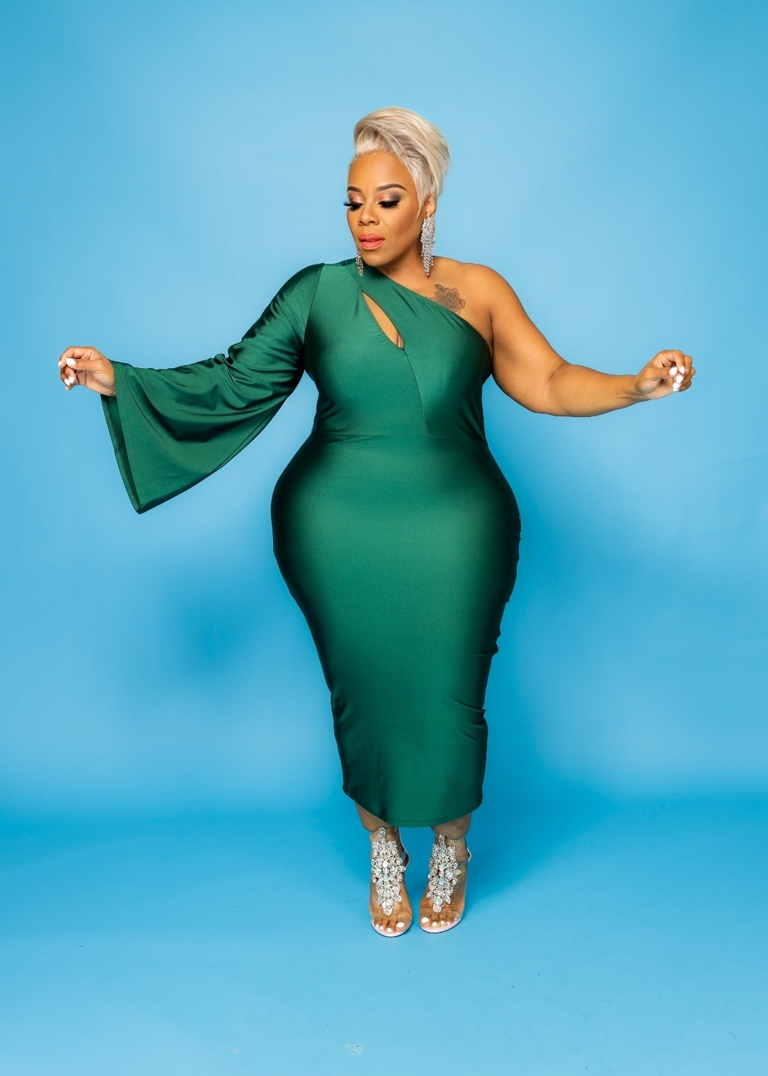 Green One Shoulder Dress