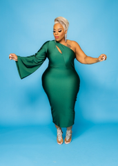 Green One Shoulder Dress
